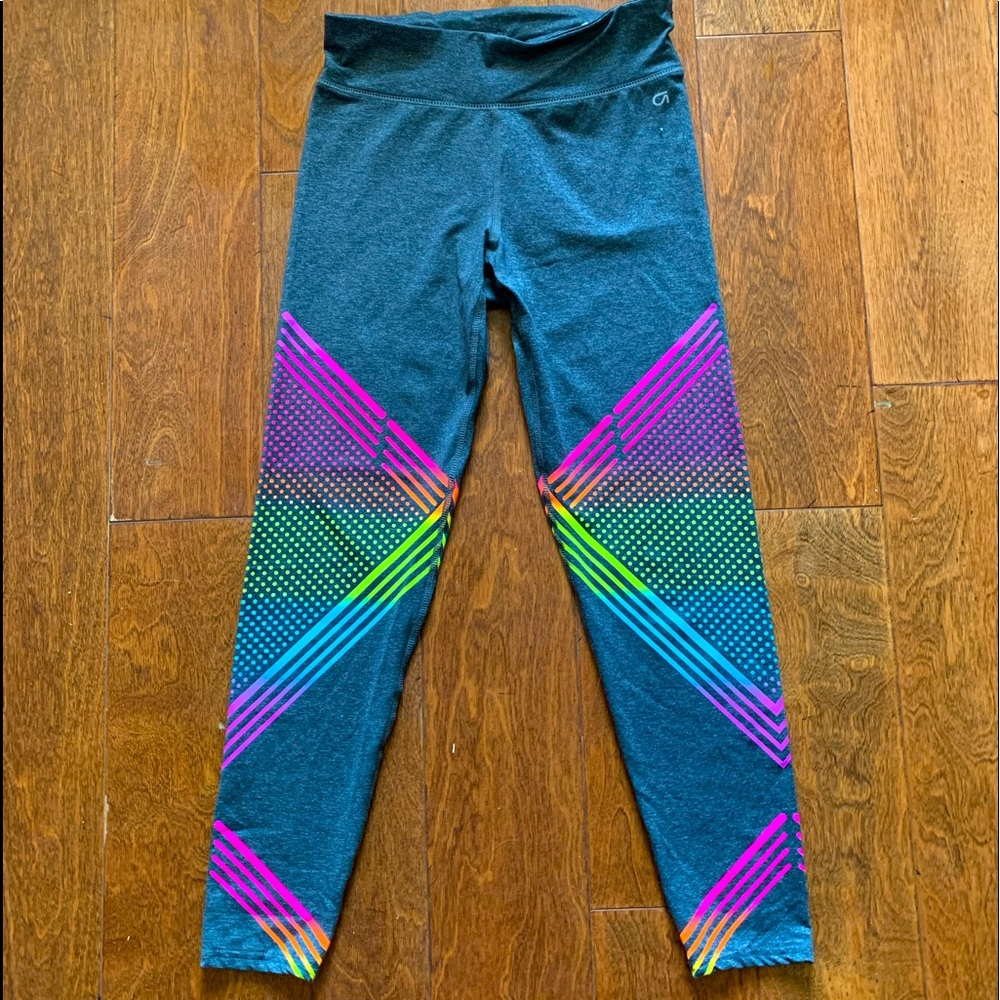 Gap fit Kids XL leggings gray/neon mix